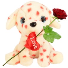 Cuddly toy hearts plush approx. 25cm with love heart (Teddy bear approx. 25cm heart thief + fresh red rose)